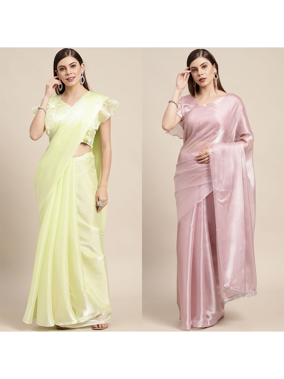 

AVANSHEE Pack of 2 Silk Blend Saree, Yellow
