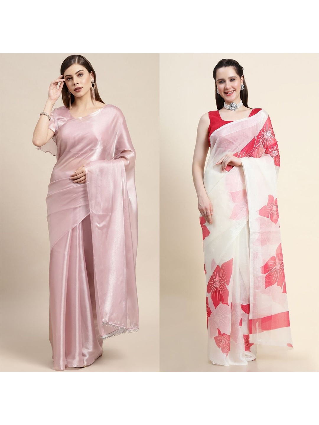 

AVANSHEE Pack of 2 Floral Silk Blend Saree, Purple