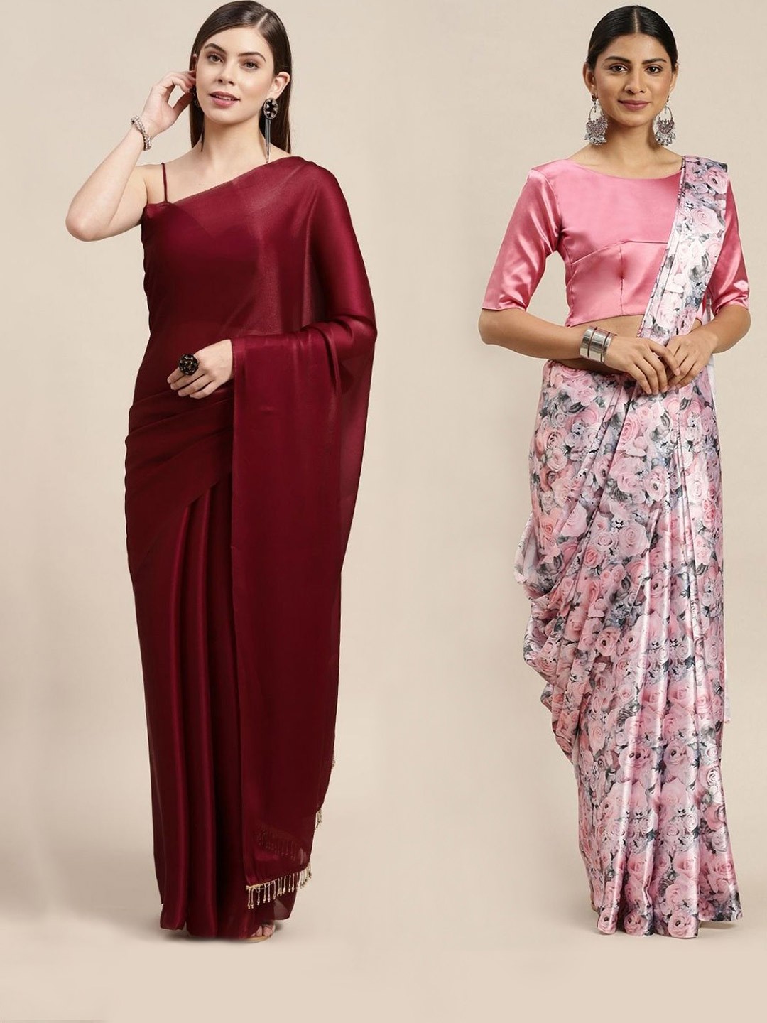 

AVANSHEE Pack of 2 Silk Blend Saree, Pink