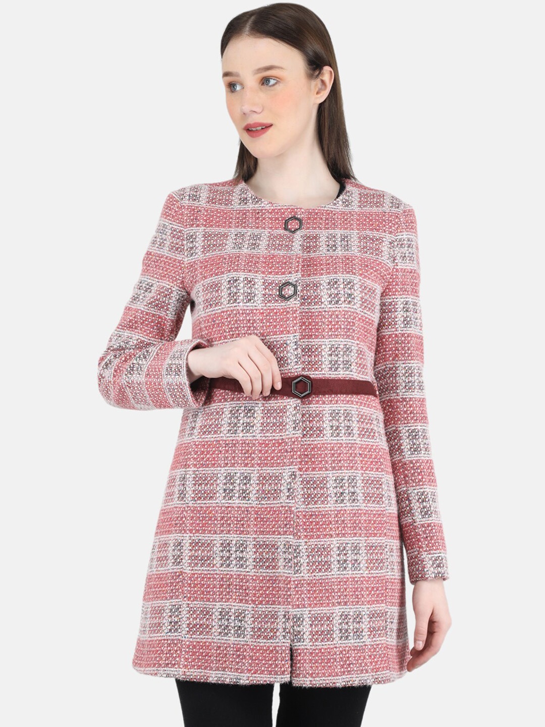 

Monte Carlo Women Checkered Trench Coat, Pink