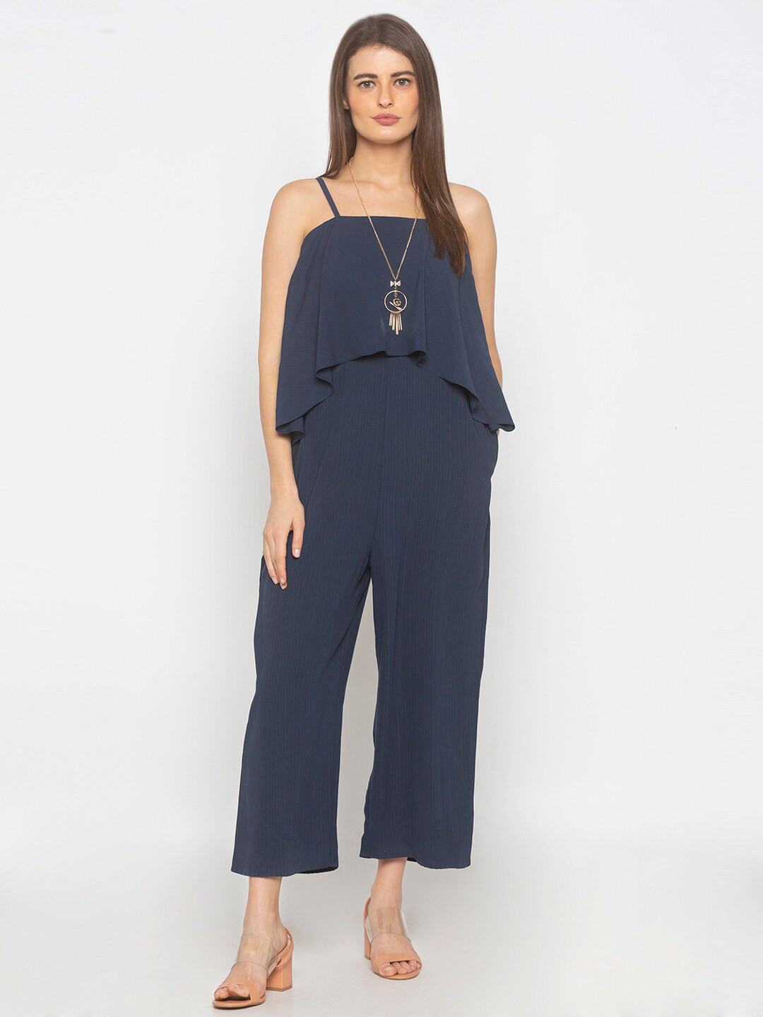 

La Aimee Navy Blue Basic Jumpsuit