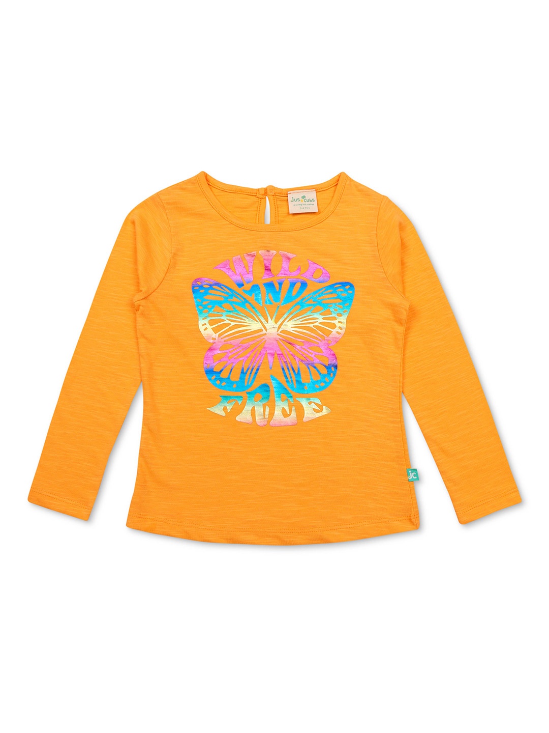 

JusCubs Girls Printed Cotton T-shirt, Orange