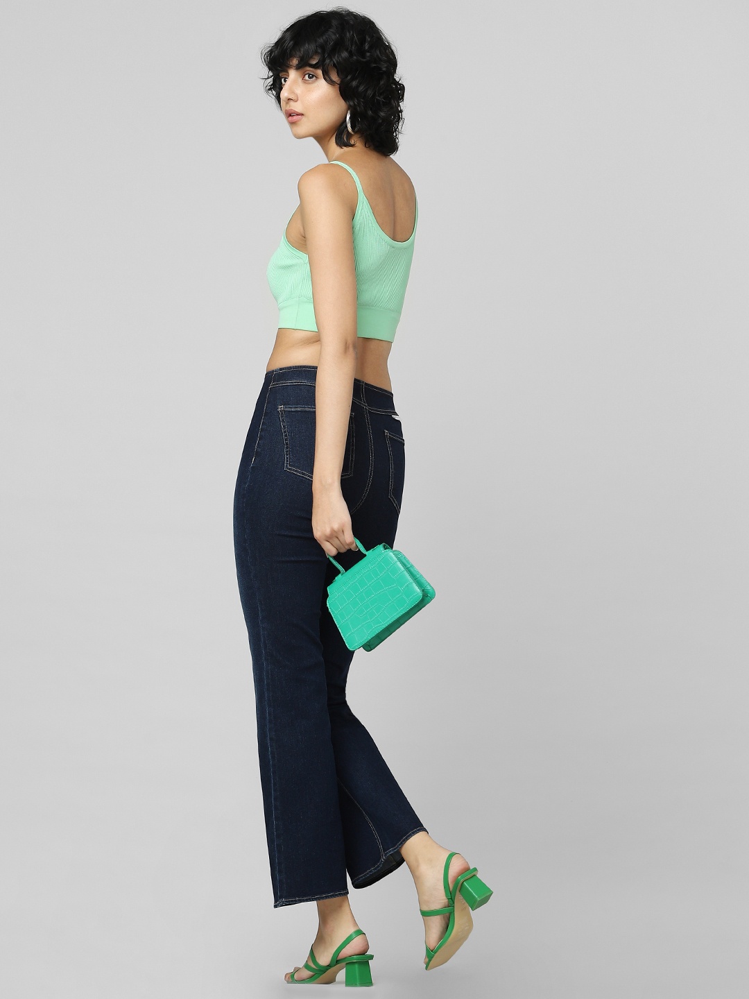 

ONLY Women Flared Cotton Jeans, Navy blue