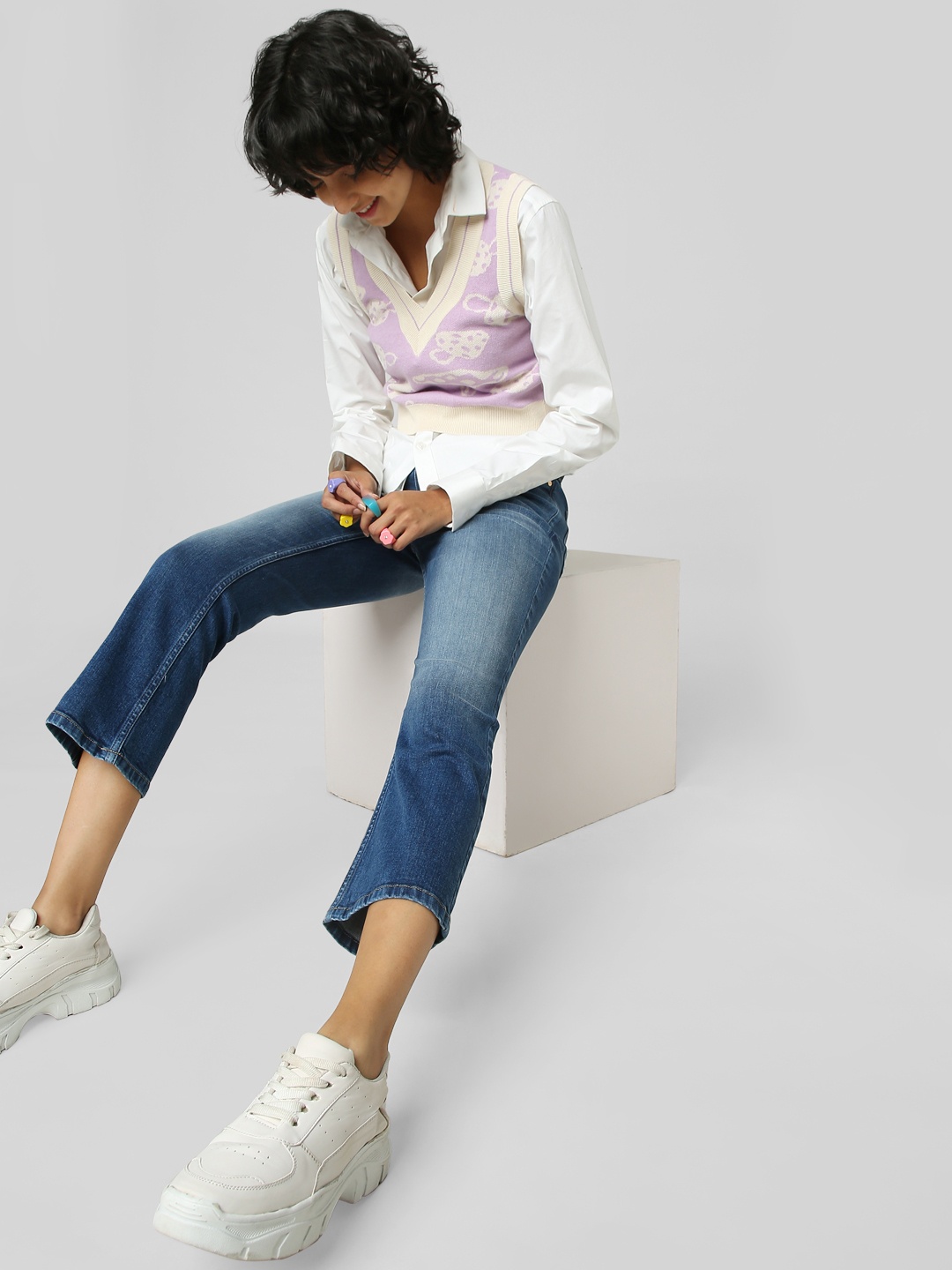 

ONLY Women Flared Light Fade Cotton Jeans, Blue