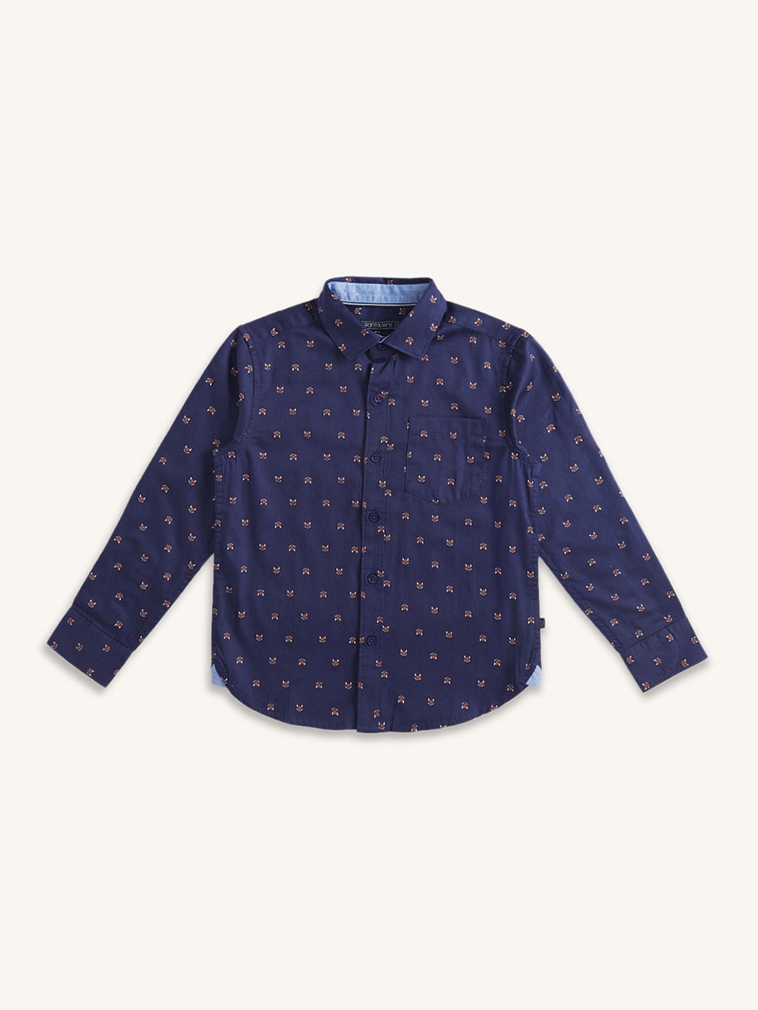 

Pantaloons Junior Boys Printed Cotton Casual Shirt, Navy blue