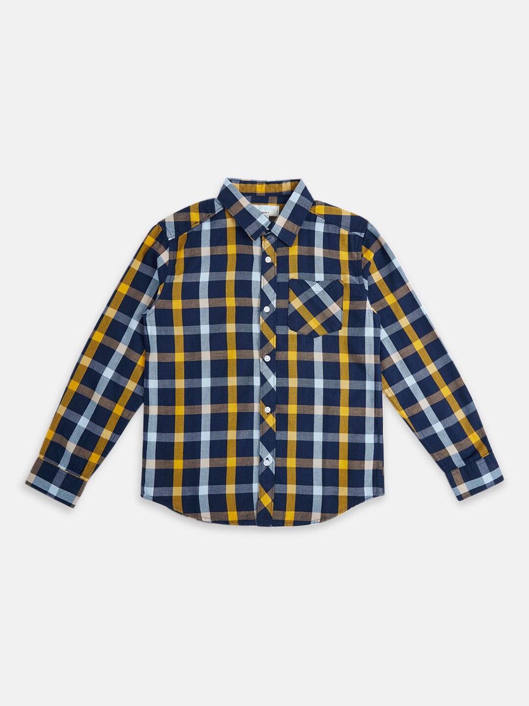 

Pantaloons Junior Boys Cotton Checked Casual Shirt, Navy blue