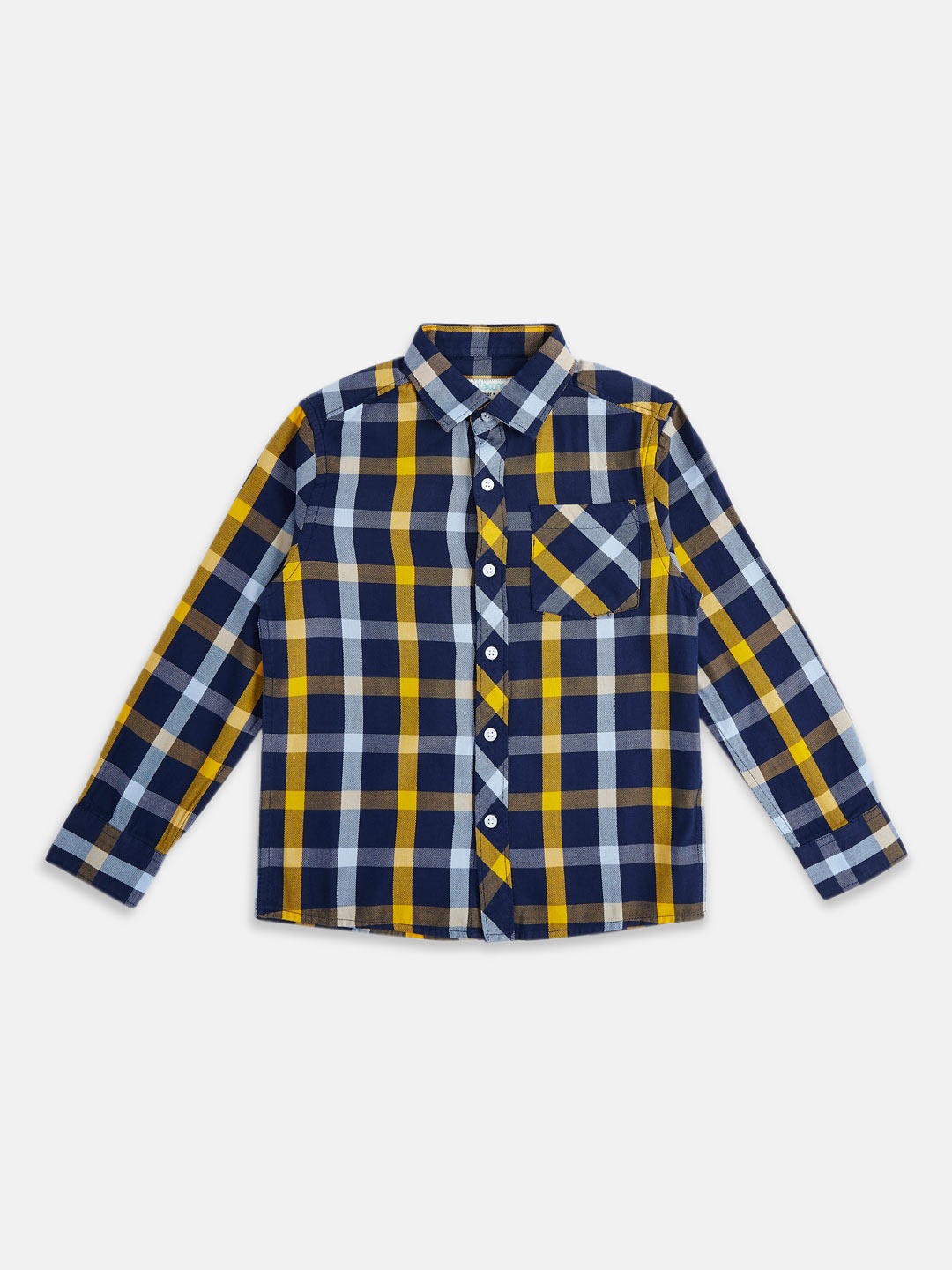 

Pantaloons Junior Boys Checked Cotton Casual Shirt, Navy blue