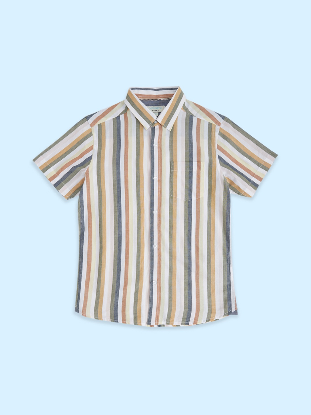 

Pantaloons Junior Boys Cotton Striped Casual Shirt, Rust