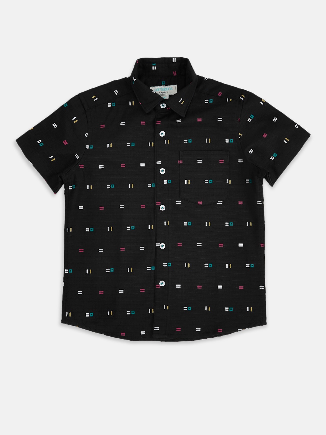 

Pantaloons Junior Boys Printed Cotton Casual Shirt, Black