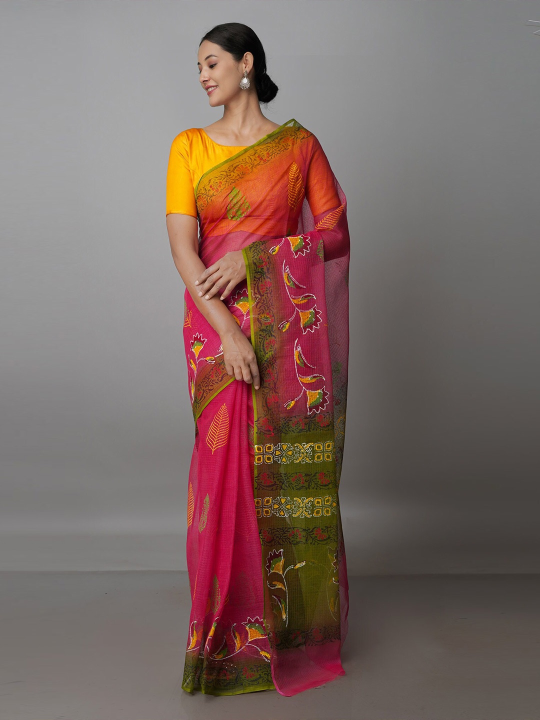 

Unnati Silks Floral Pure Cotton Kota Saree, Pink