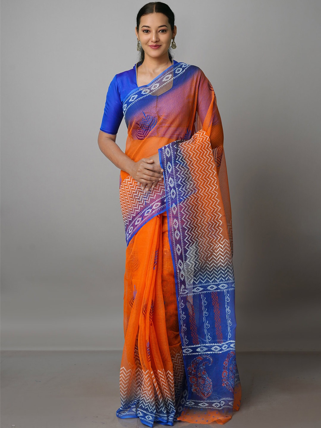 

Unnati Silks Ethnic Motifs Pure Cotton Kota Saree, Orange