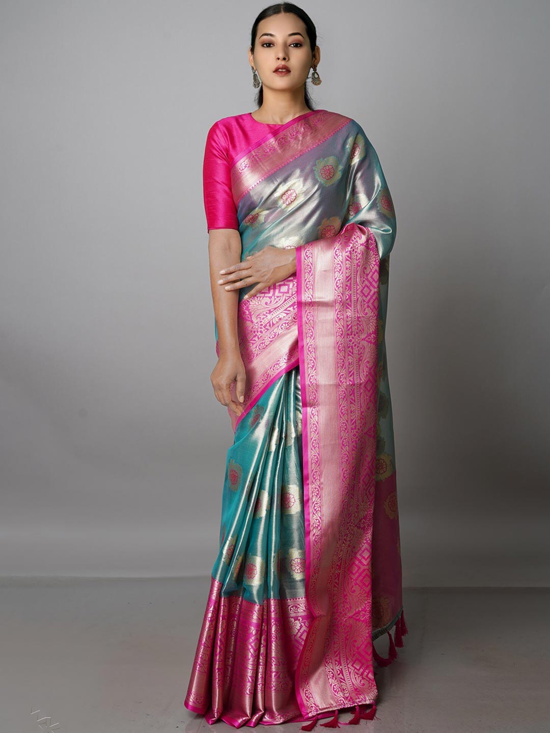 

Unnati Silks Woven Design Zari Organza Banarasi Saree, Blue