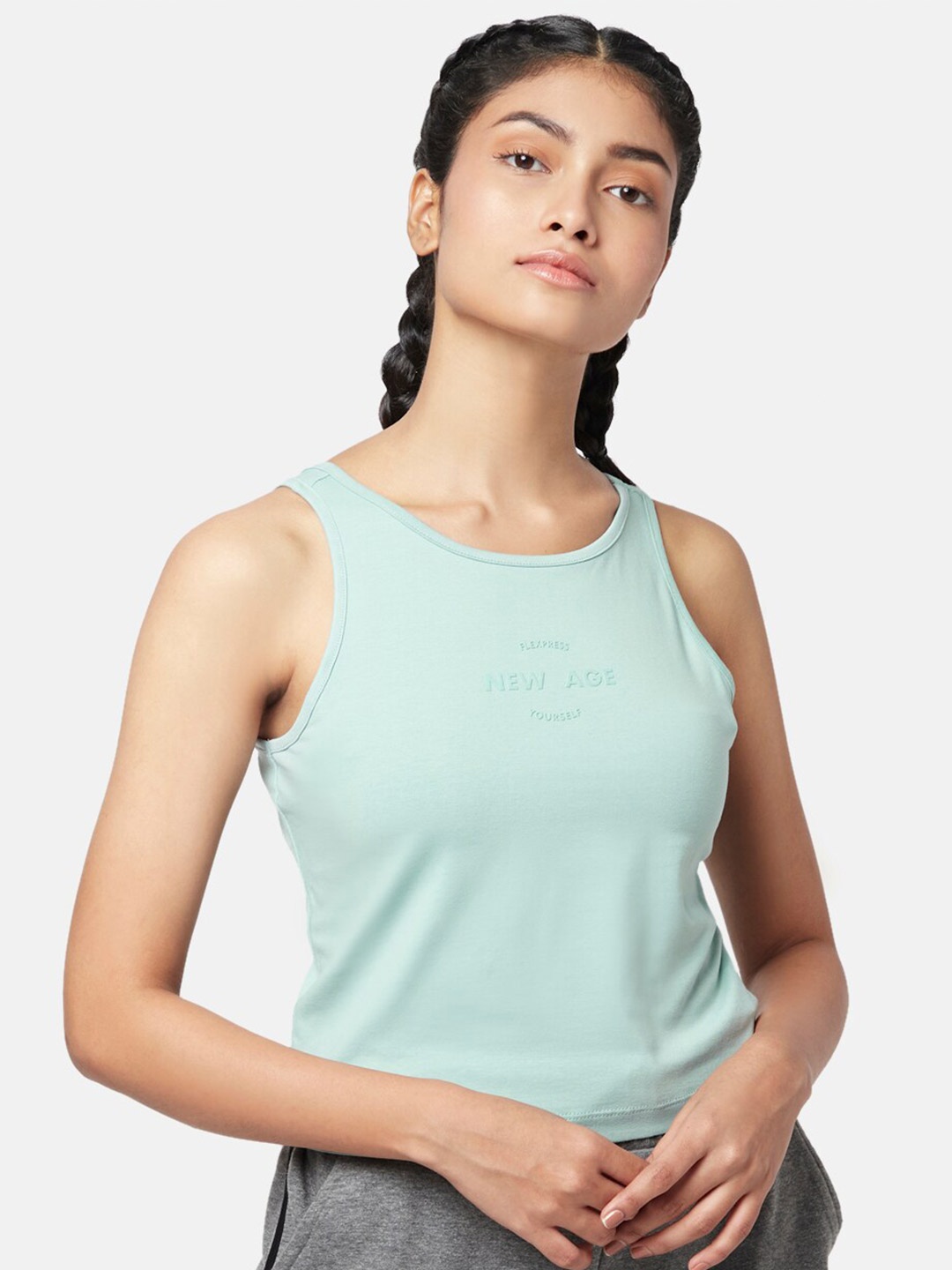 

Ajile by Pantaloons Tank Crop Cotton Top, Blue