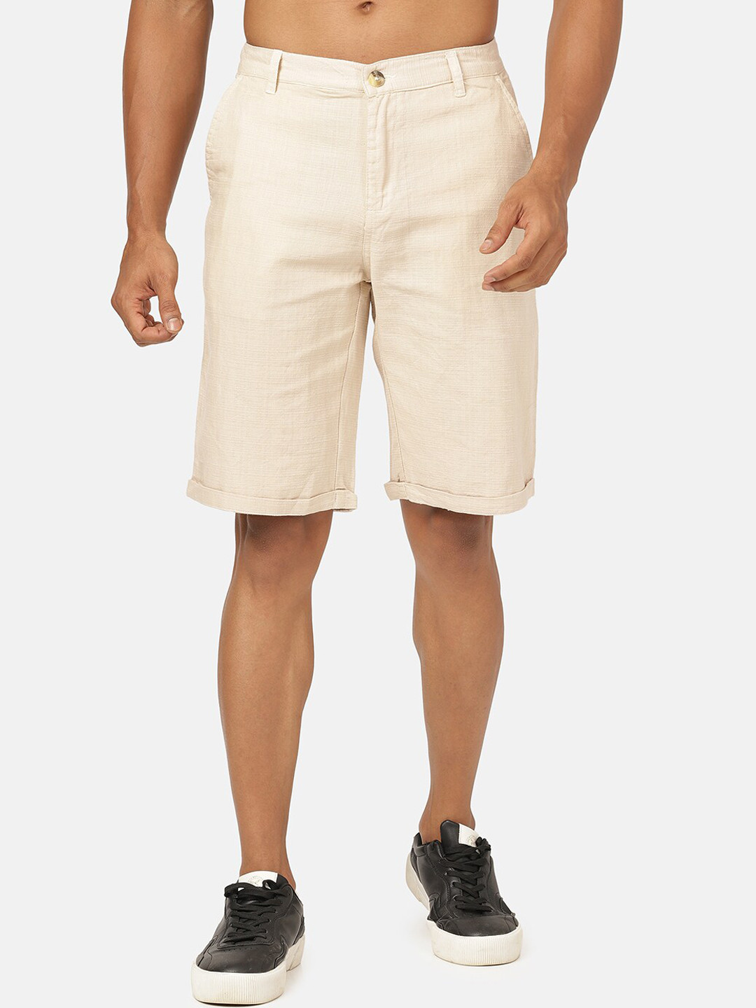 

BLACK RADIO Men Cotton Chino Shorts, Off white