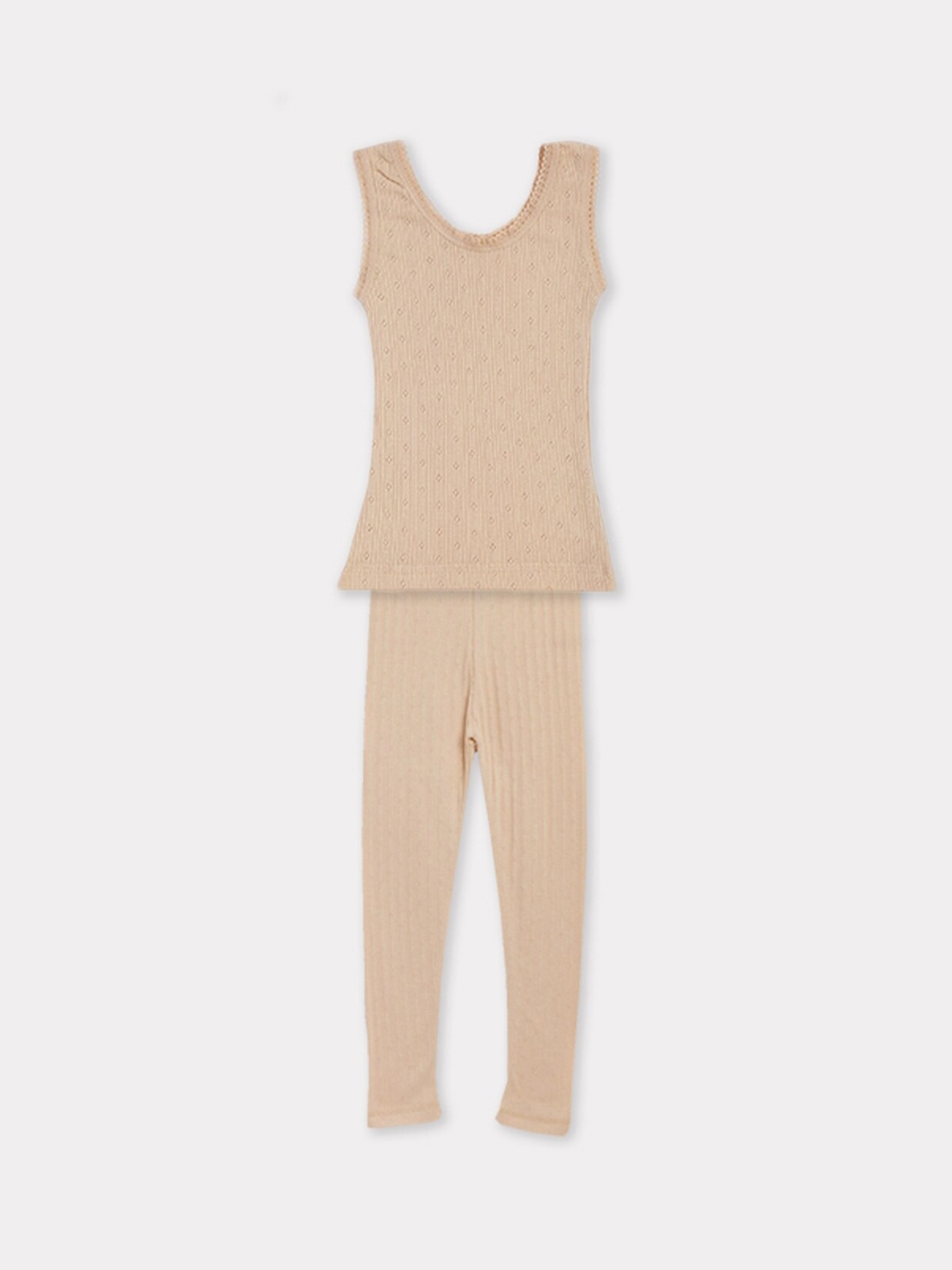 

Kanvin Girls Sleeveless Thermal Set, Beige