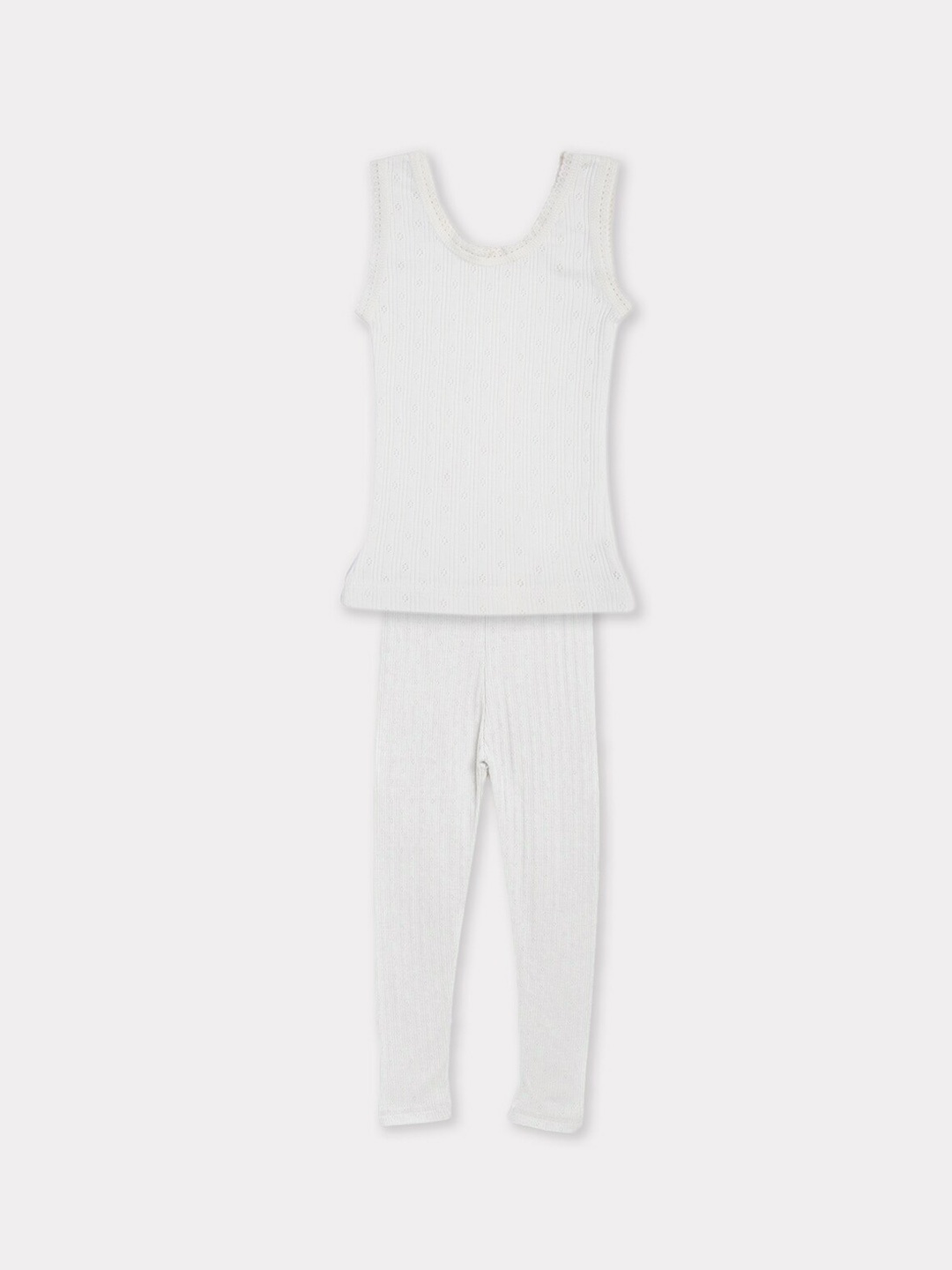 

Kanvin Girls Sleeveless Thermal Set, Off white