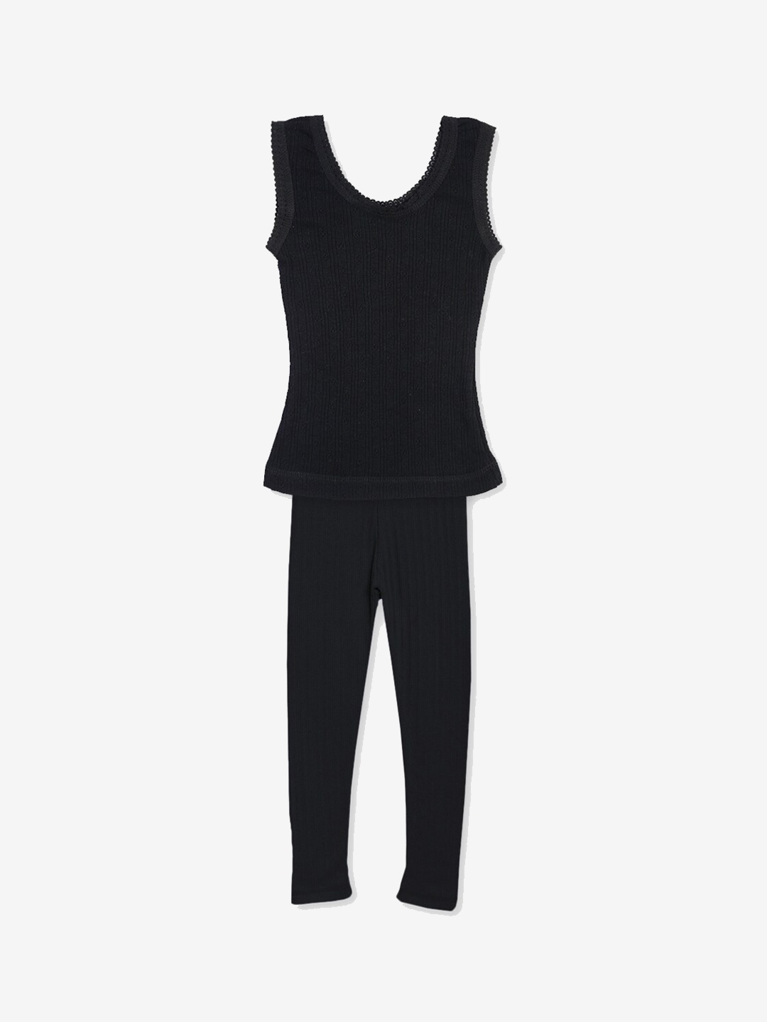 

Kanvin Girls Sleeveless Thermal Set, Black