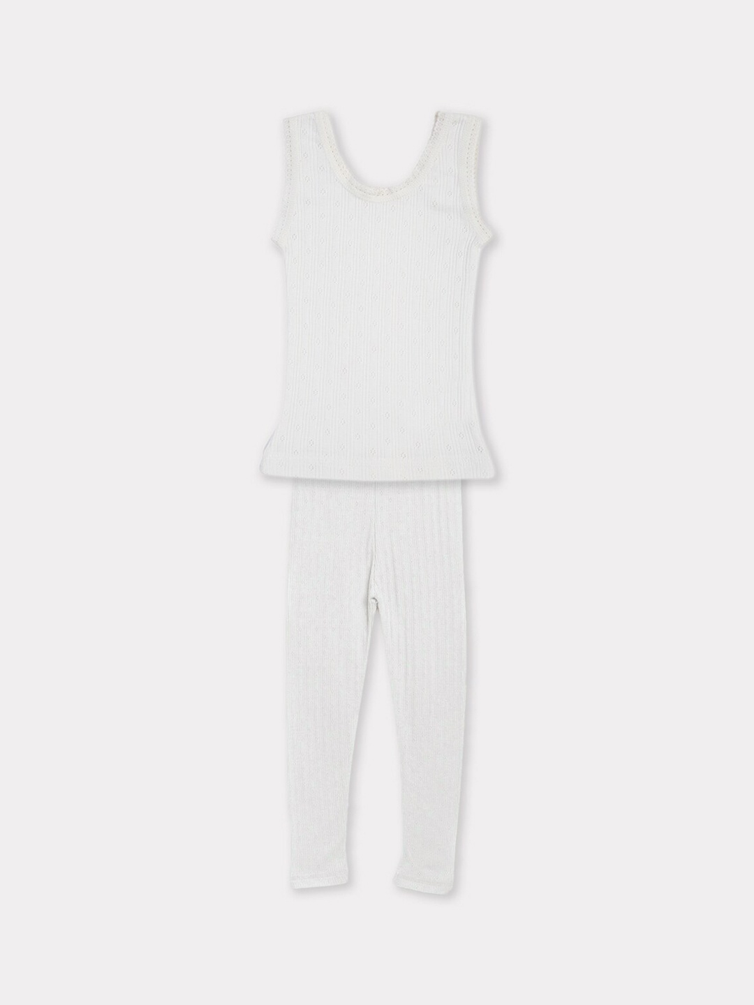 

Kanvin Girls Sleeveless Thermal Set, Off white