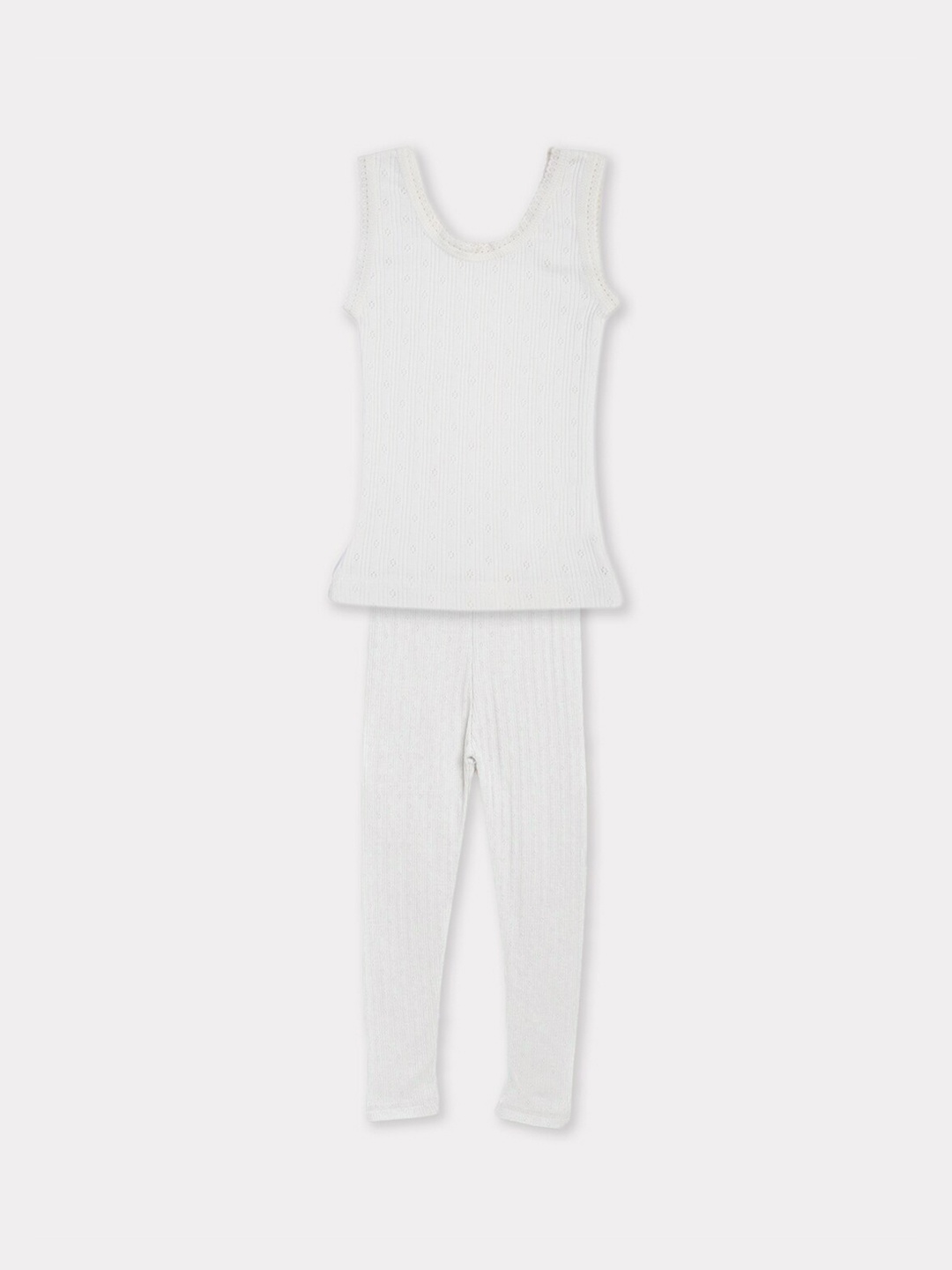 

Kanvin Girls Sleeveless Thermal Set, Off white