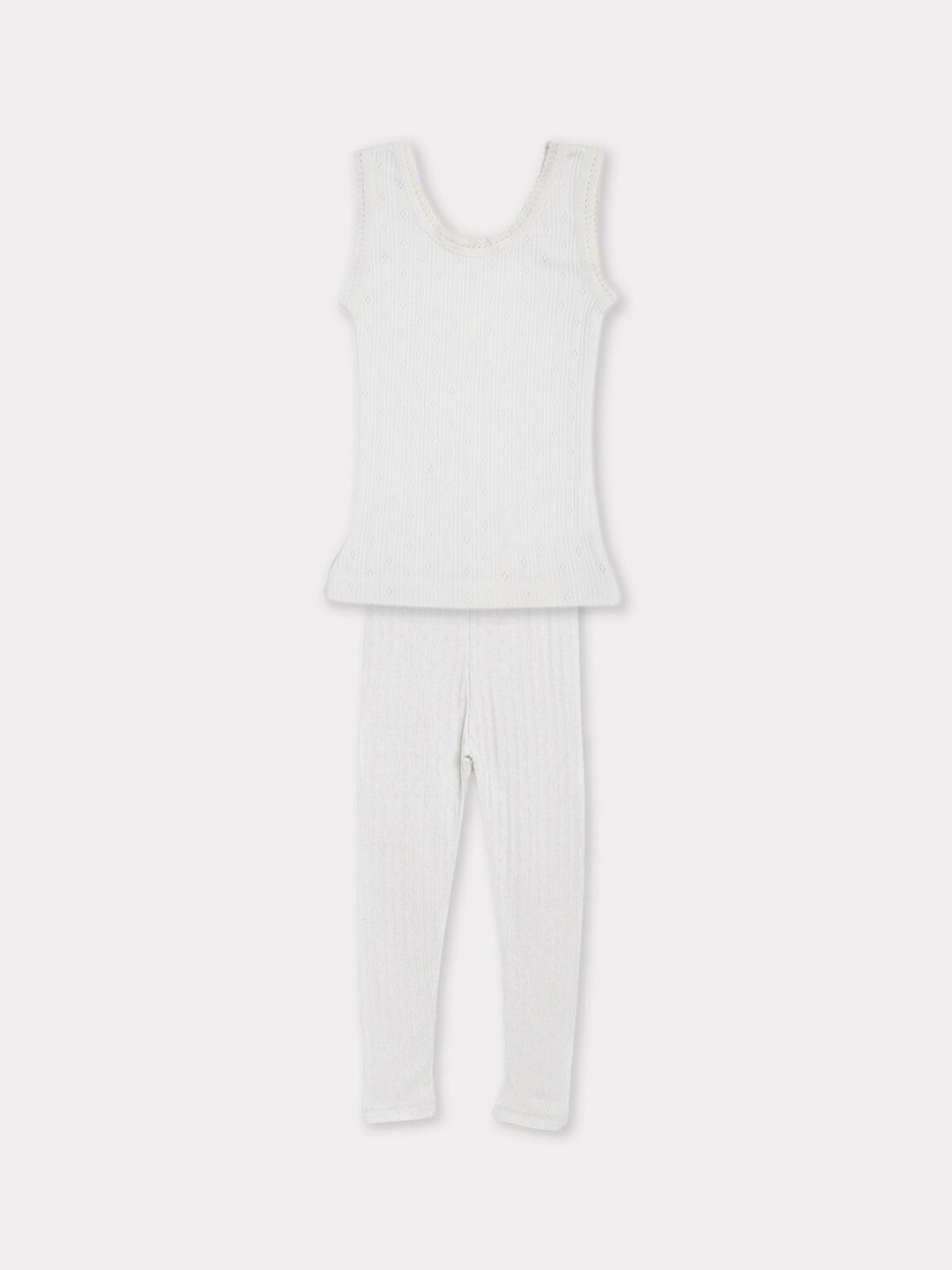 

Kanvin Girls Sleeveless Thermal Set, Off white