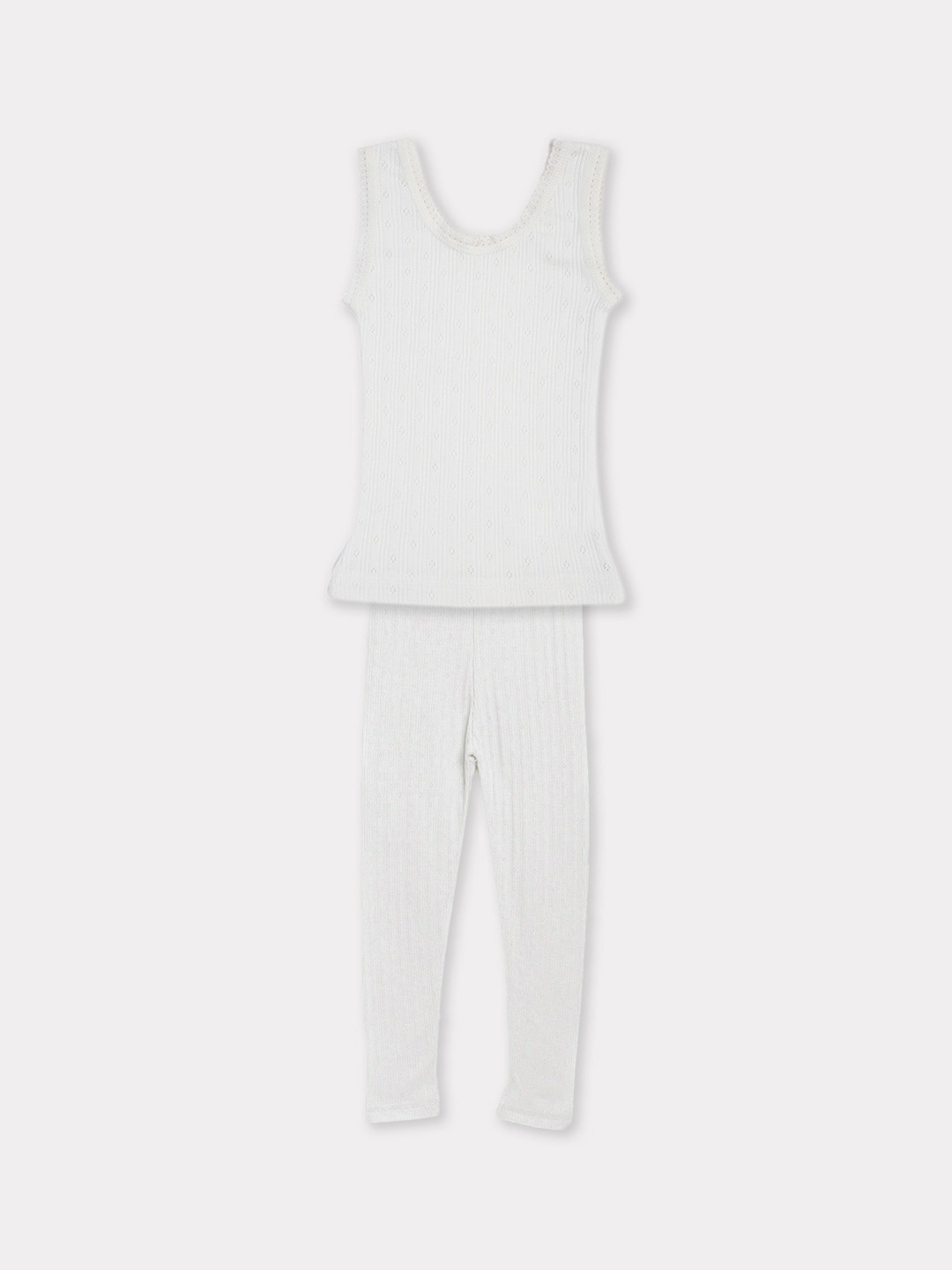 

Kanvin Girls Sleeveless Thermal Set, Off white