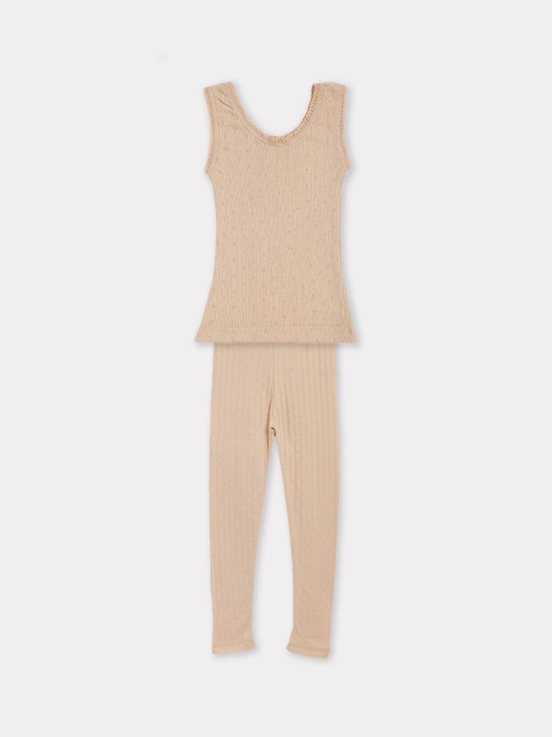 

Kanvin Girls Sleeveless Thermal Set, Beige