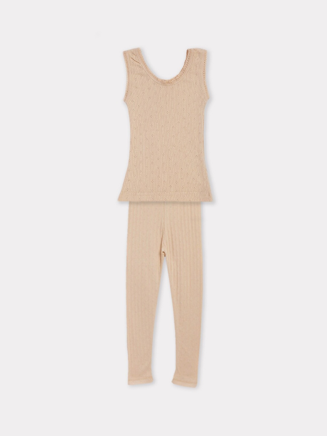

Kanvin Girls Sleeveless Thermal Set, Beige