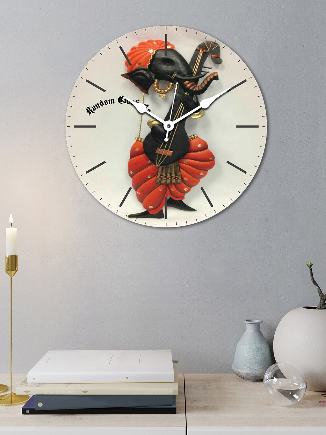 

RANDOM Off White & Red Printed Contemporary Wall Clock