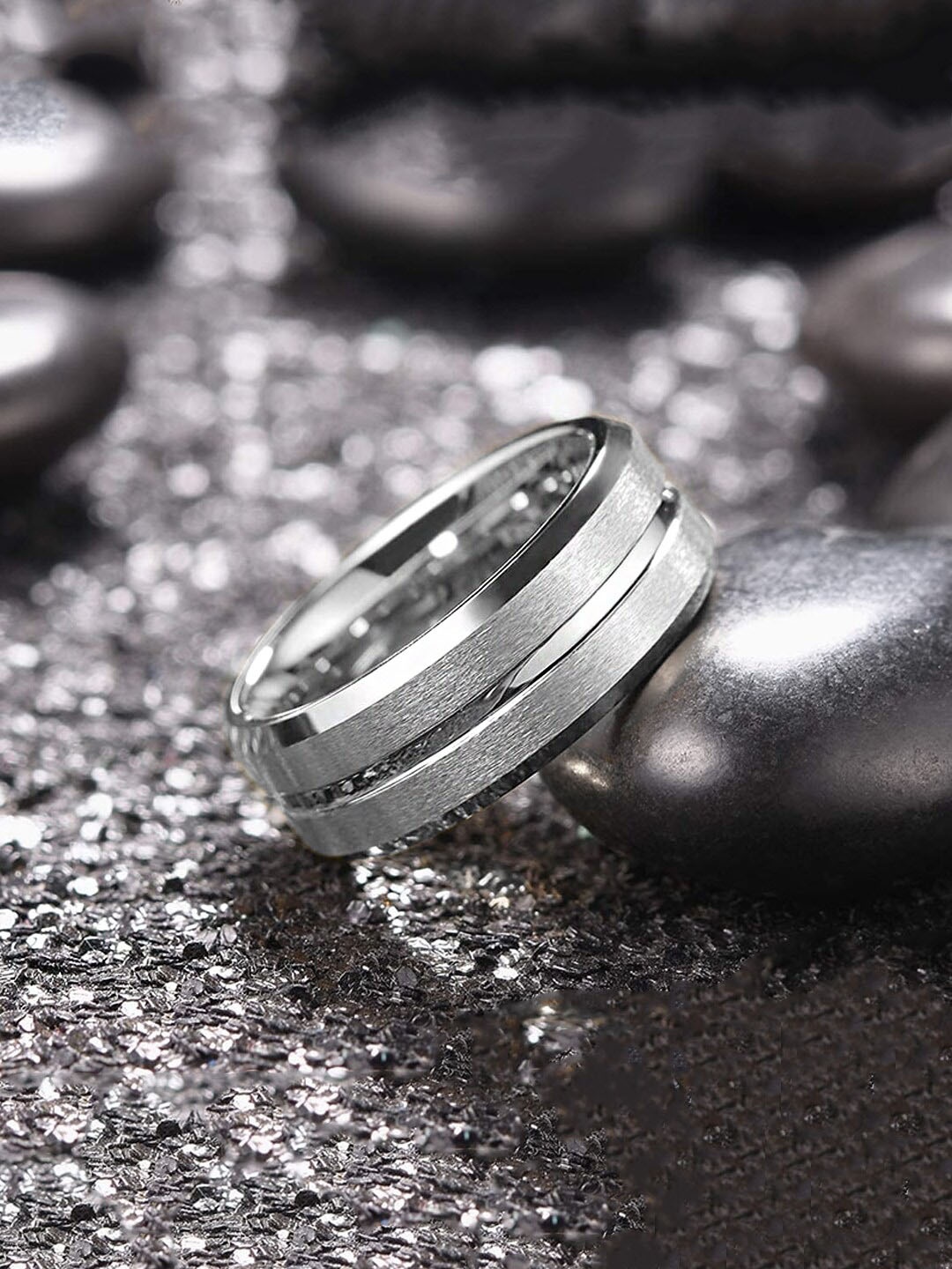 

Yellow Chimes Women Stainless Steel Band Ring, Silver