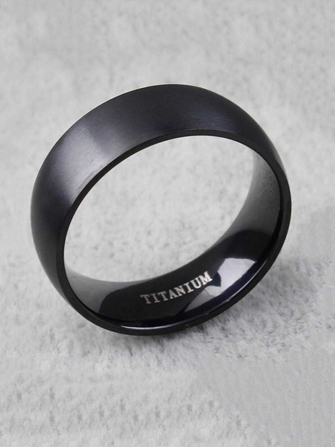 

Yellow Chimes Women Titanium Band Finger Ring, Black
