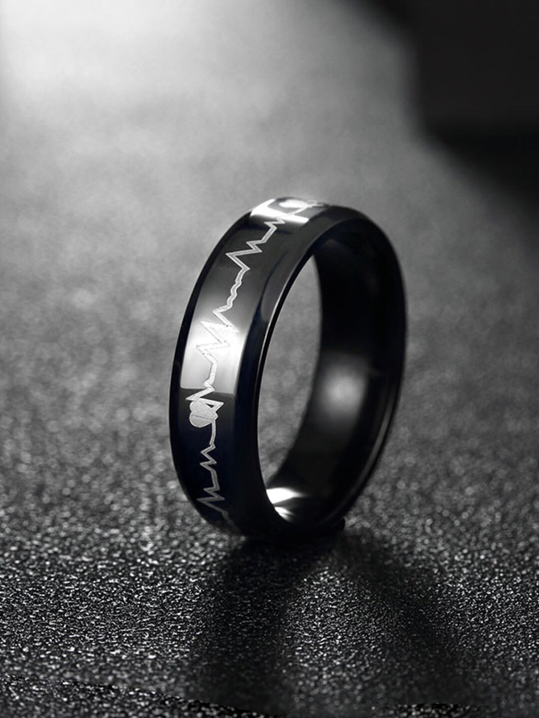 

Yellow Chimes Men Stainless Steel Finger Ring, Black