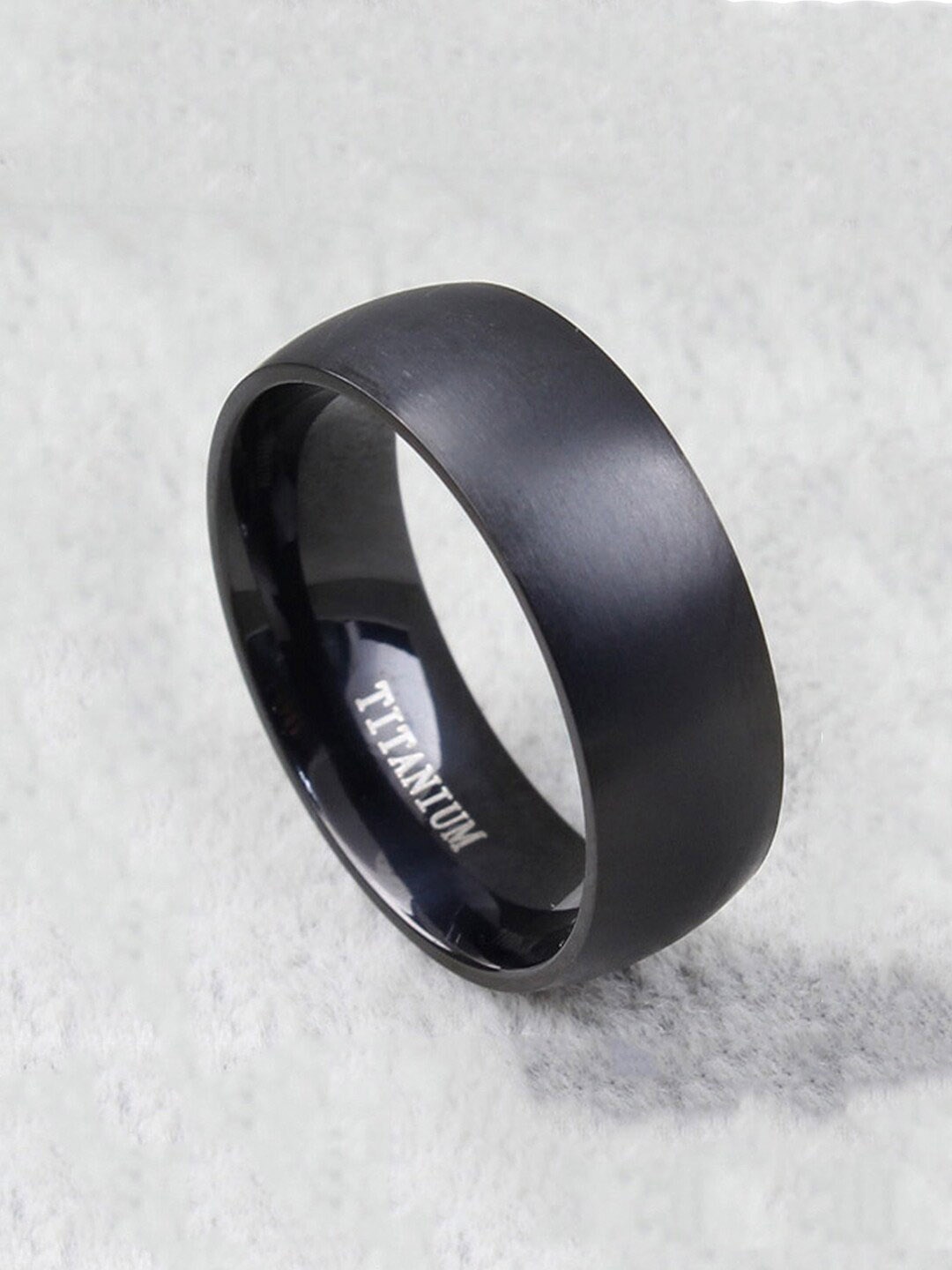 

Yellow Chimes Men Titanium Black Band ring