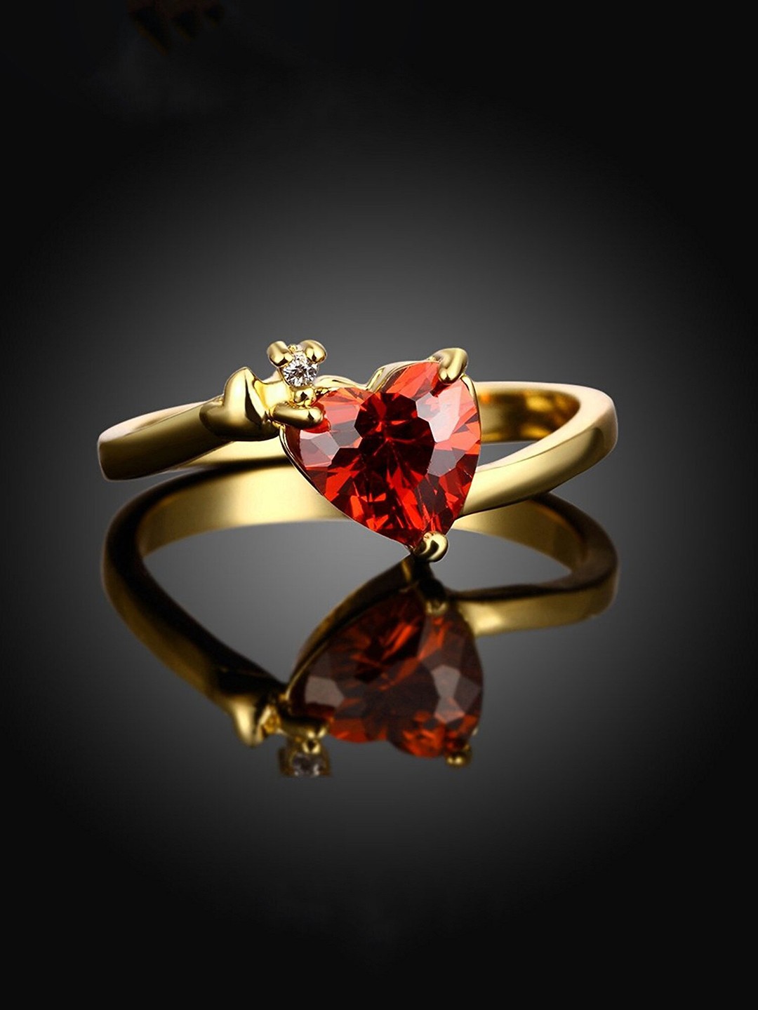 

Yellow Chimes Gold-Plated Crystal Studded Ring in Velvet Rose Ring Box, Red