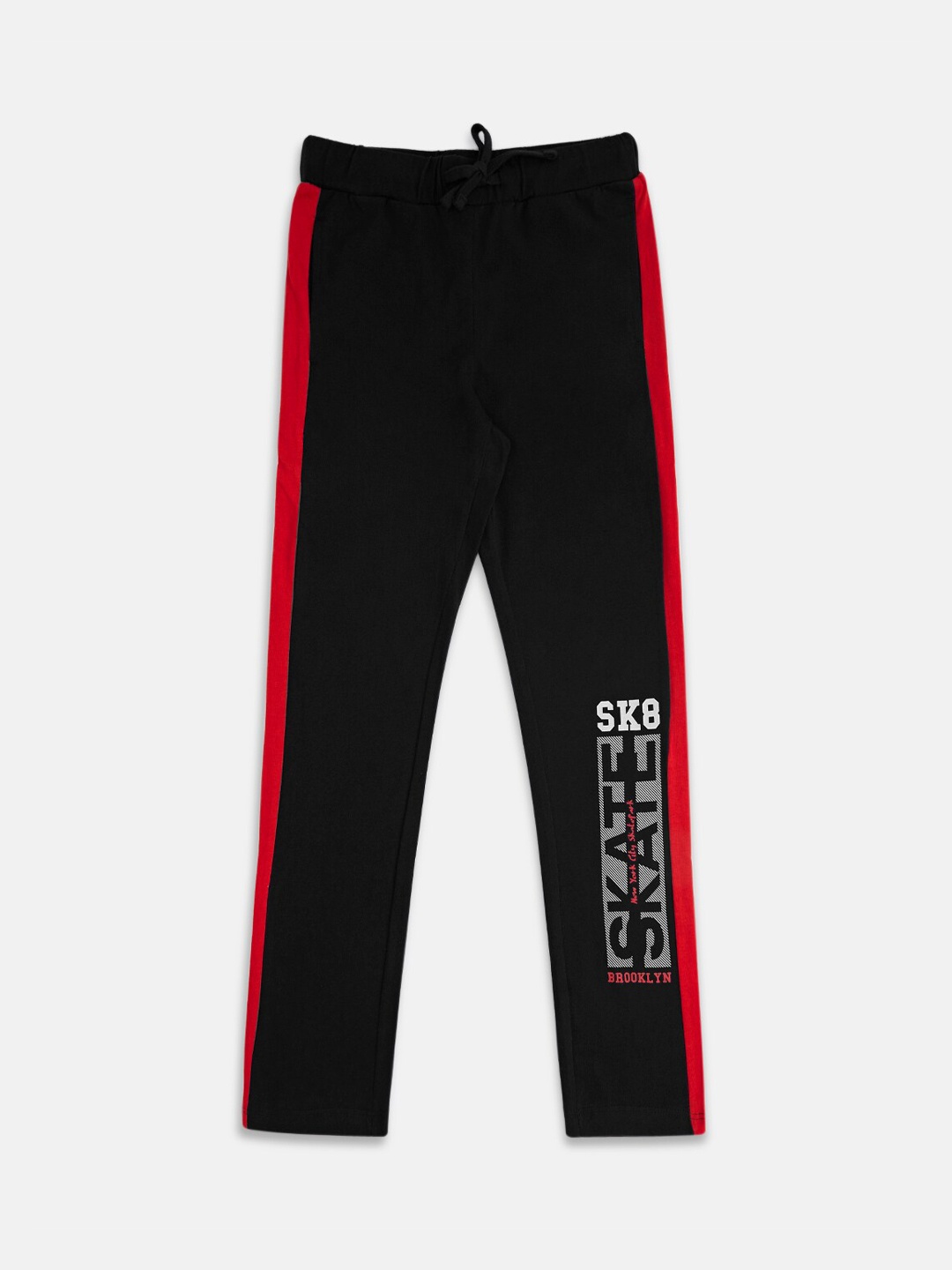 

Pantaloons Junior Boys Typography Printed Cotton Track Pants, Black