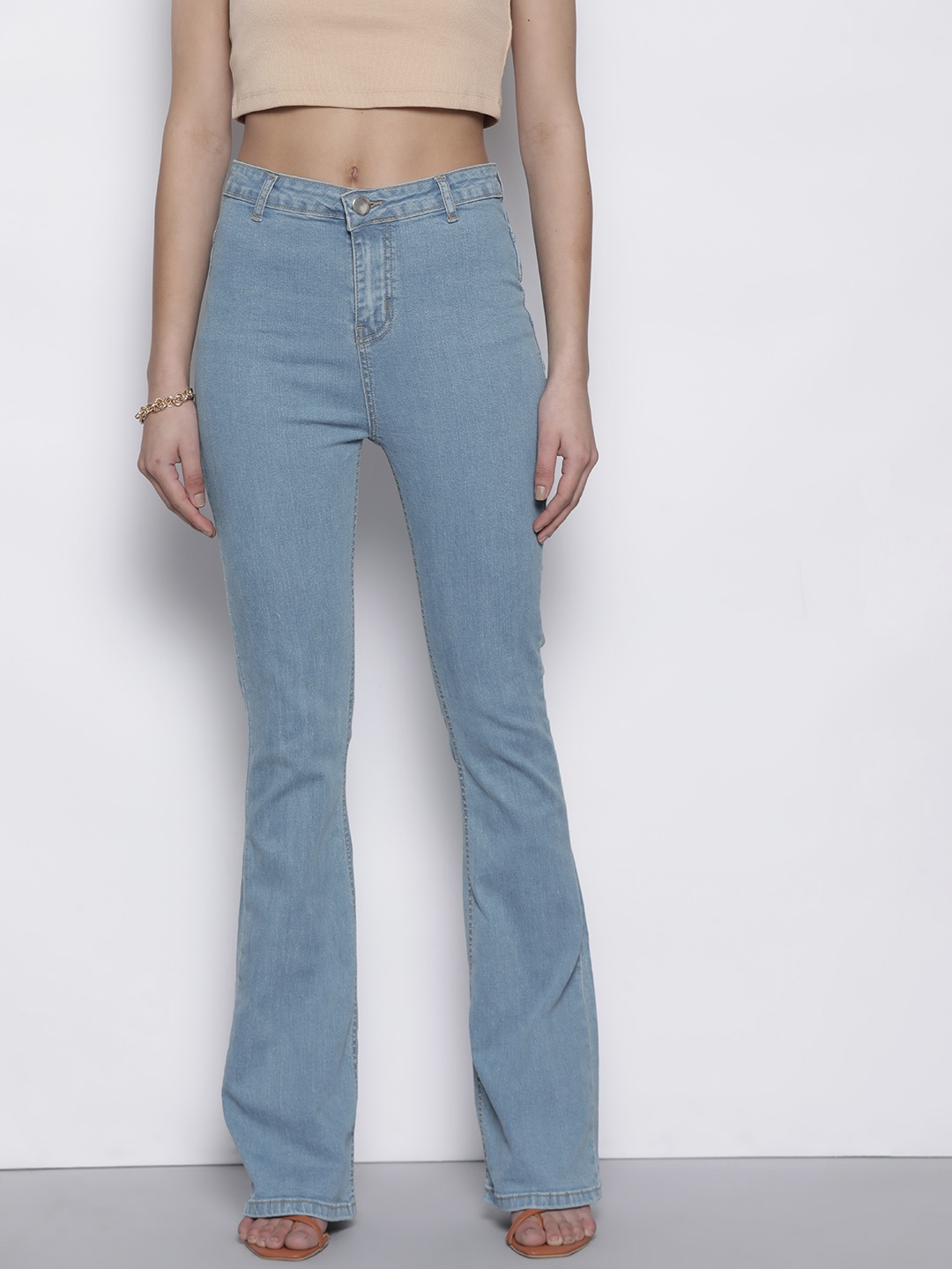 

Boohoo Women Skinny Flared Stretchable Jeans, Blue