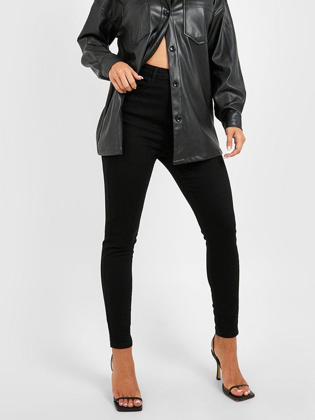 

Boohoo Women Skinny Fit High-Rise Jeans, Black