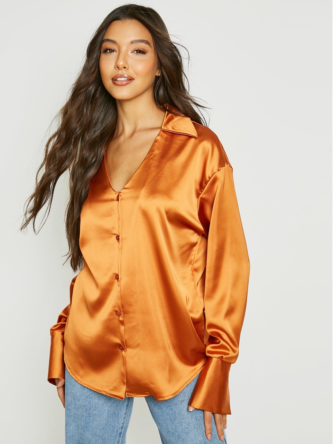 

Boohoo Women Oversized Casual Shirt, Orange