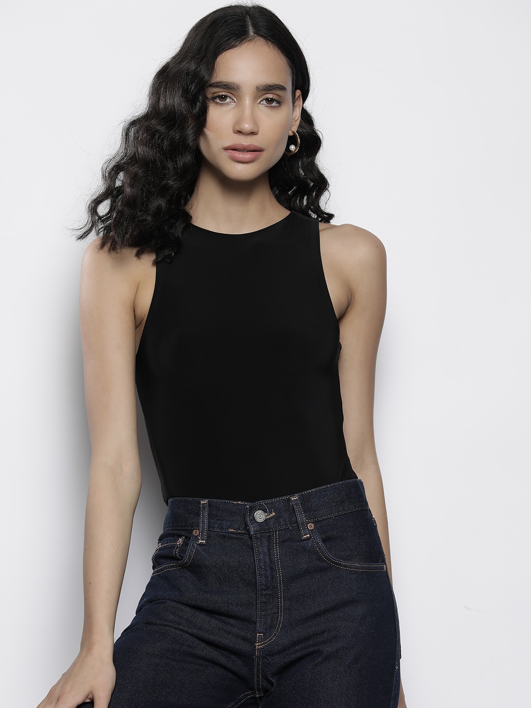 

Boohoo Solid Bodysuit, Black