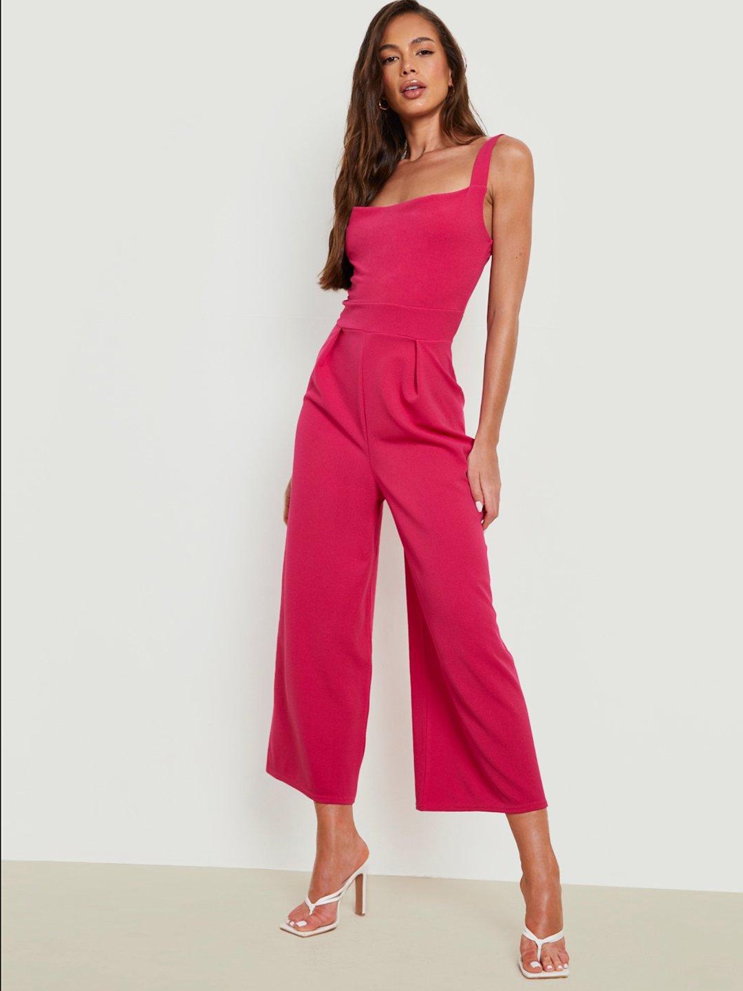 

Boohoo Cowl Neck Culotte Jumpsuit, Magenta
