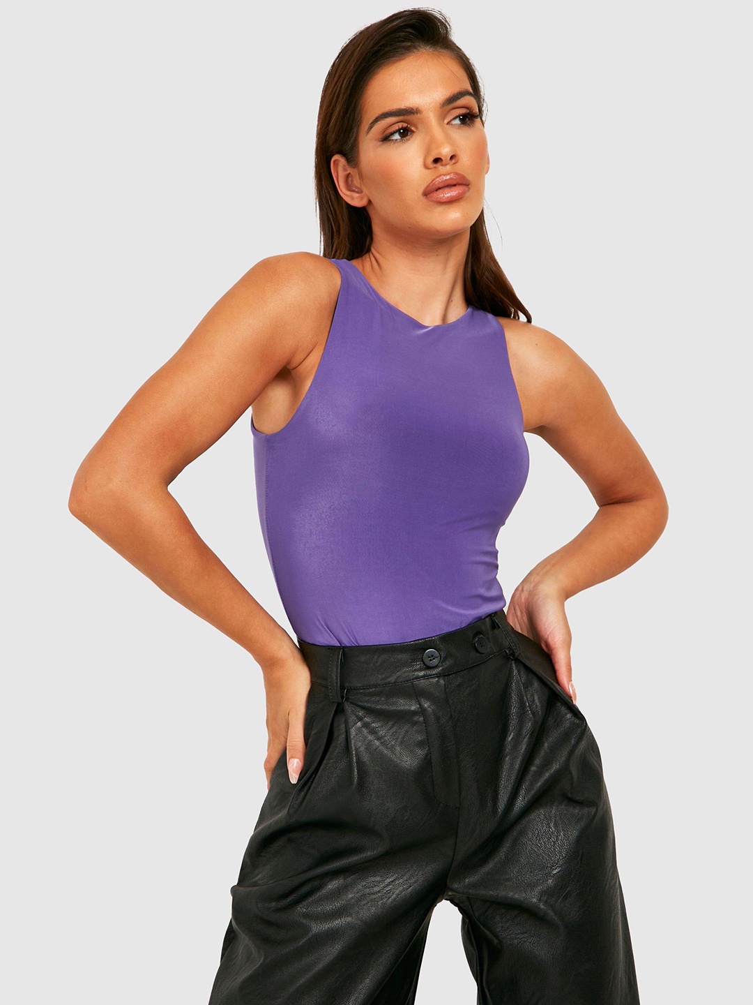 

Boohoo Fitted Sleeveless Top, Purple