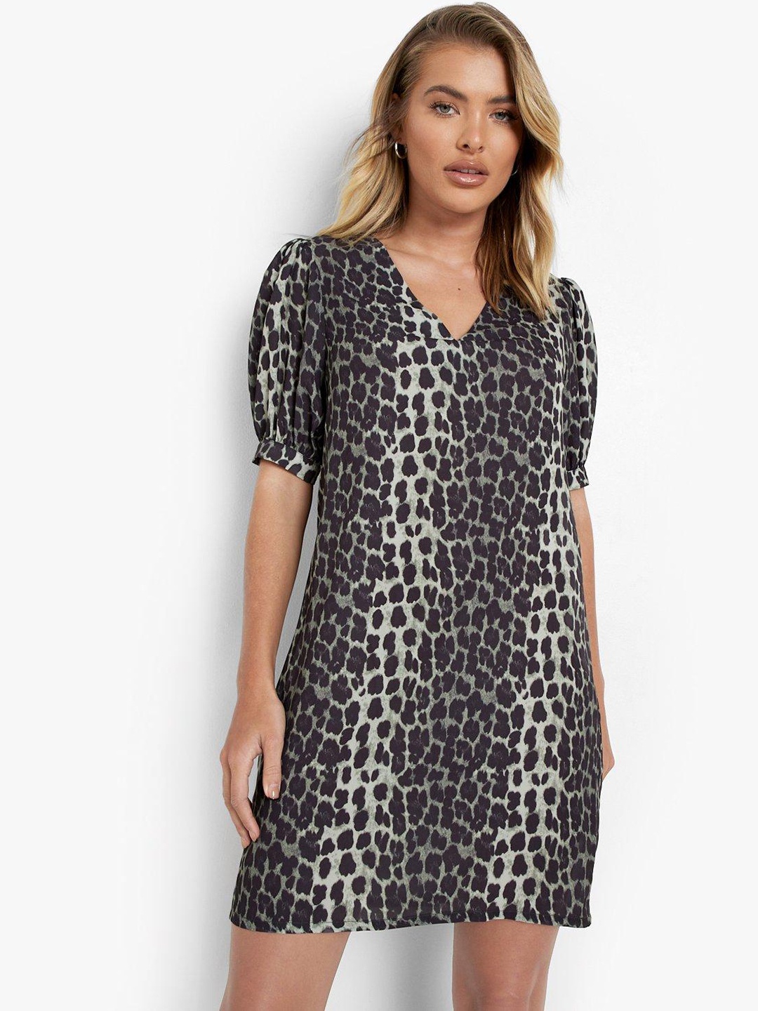

Boohoo Animal Print Sheath Dress, Black