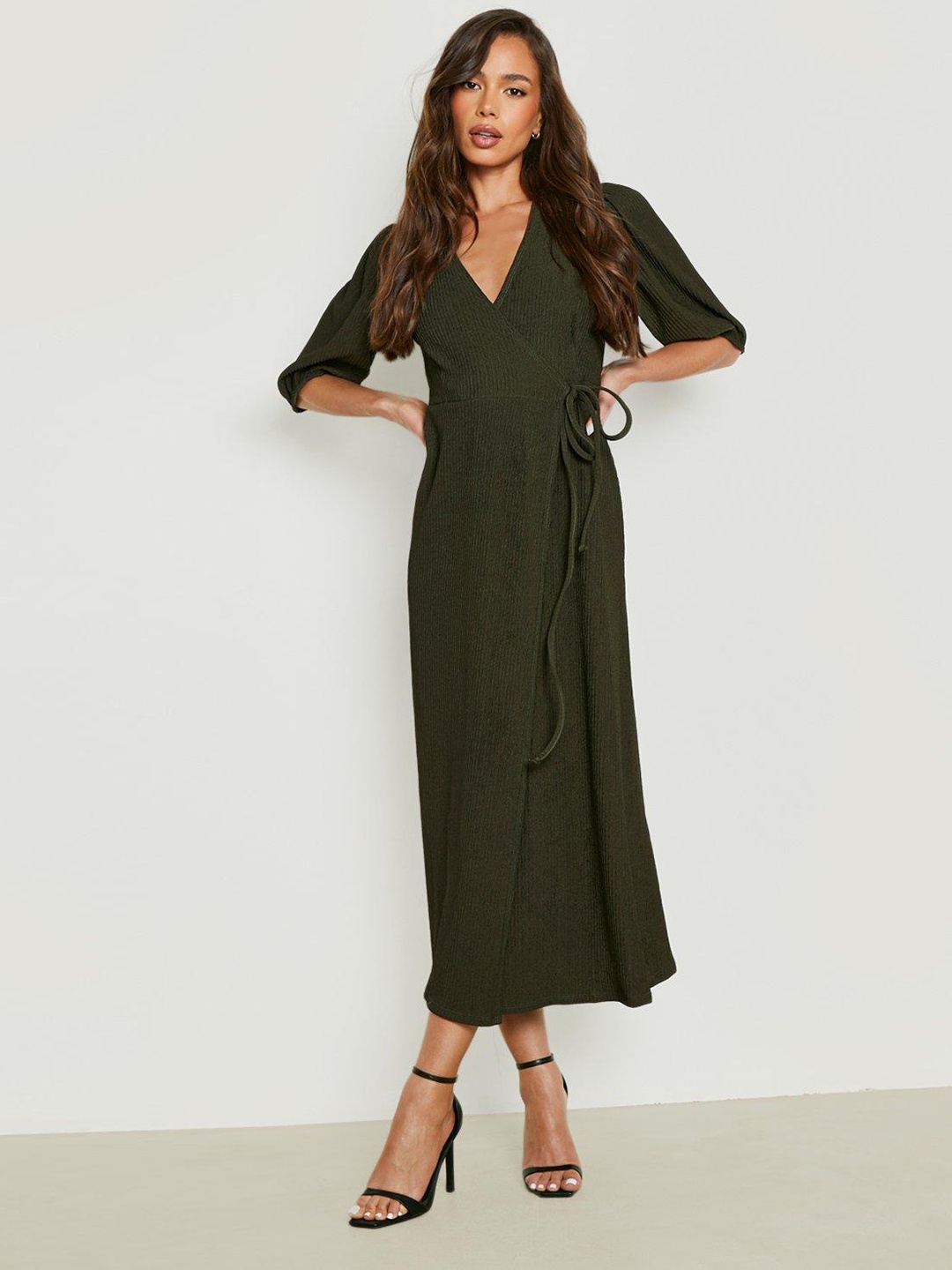 

Boohoo V-Neck Maxi Dress, Green