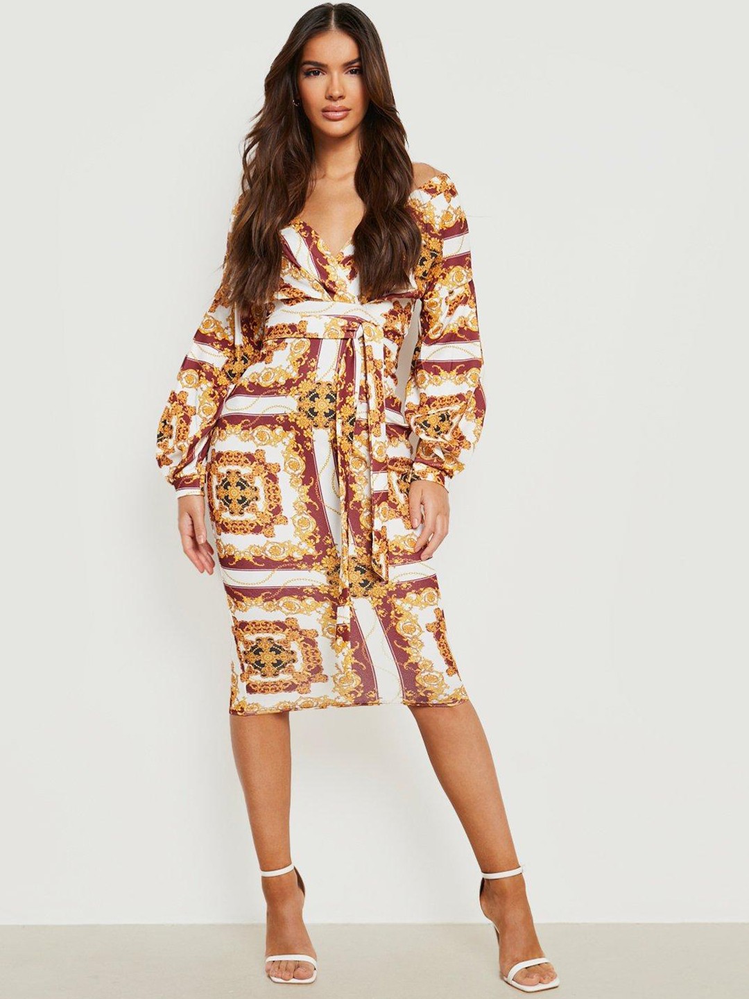 

Boohoo Bohemian A-Line Dress, Brown