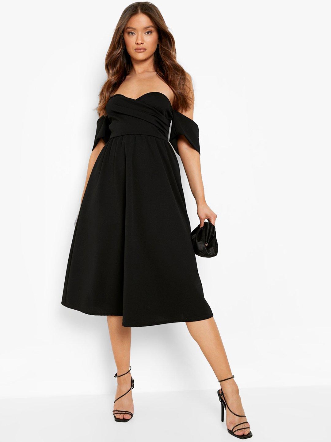 

Boohoo Off-Shoulder A-Line Dress, Black