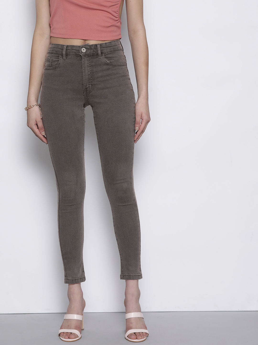 

Boohoo Women Skinny Fit Stretchable Jeans, Charcoal