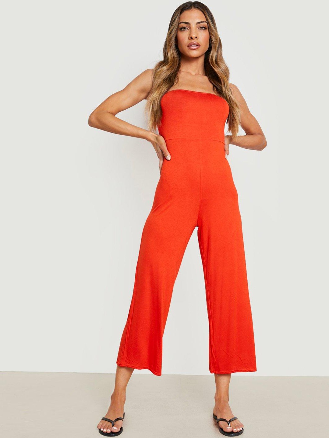 

Boohoo Bandeau Culotte Jumpsuit, Orange