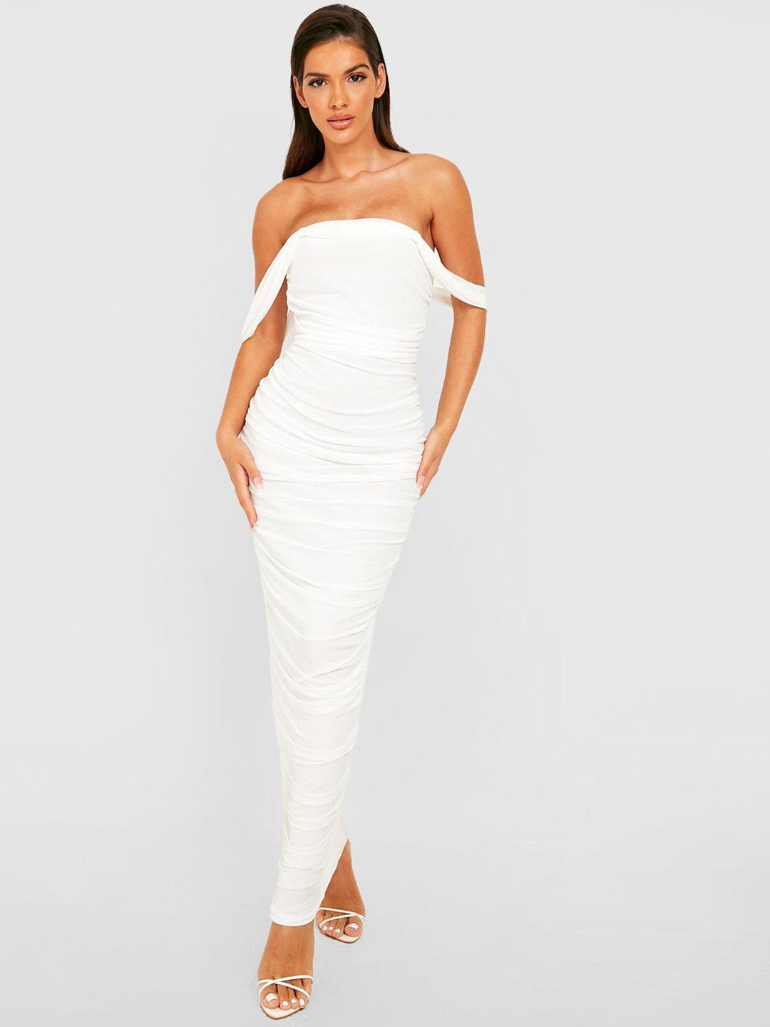

Boohoo Off-Shoulder Bodycon Maxi Dress, White