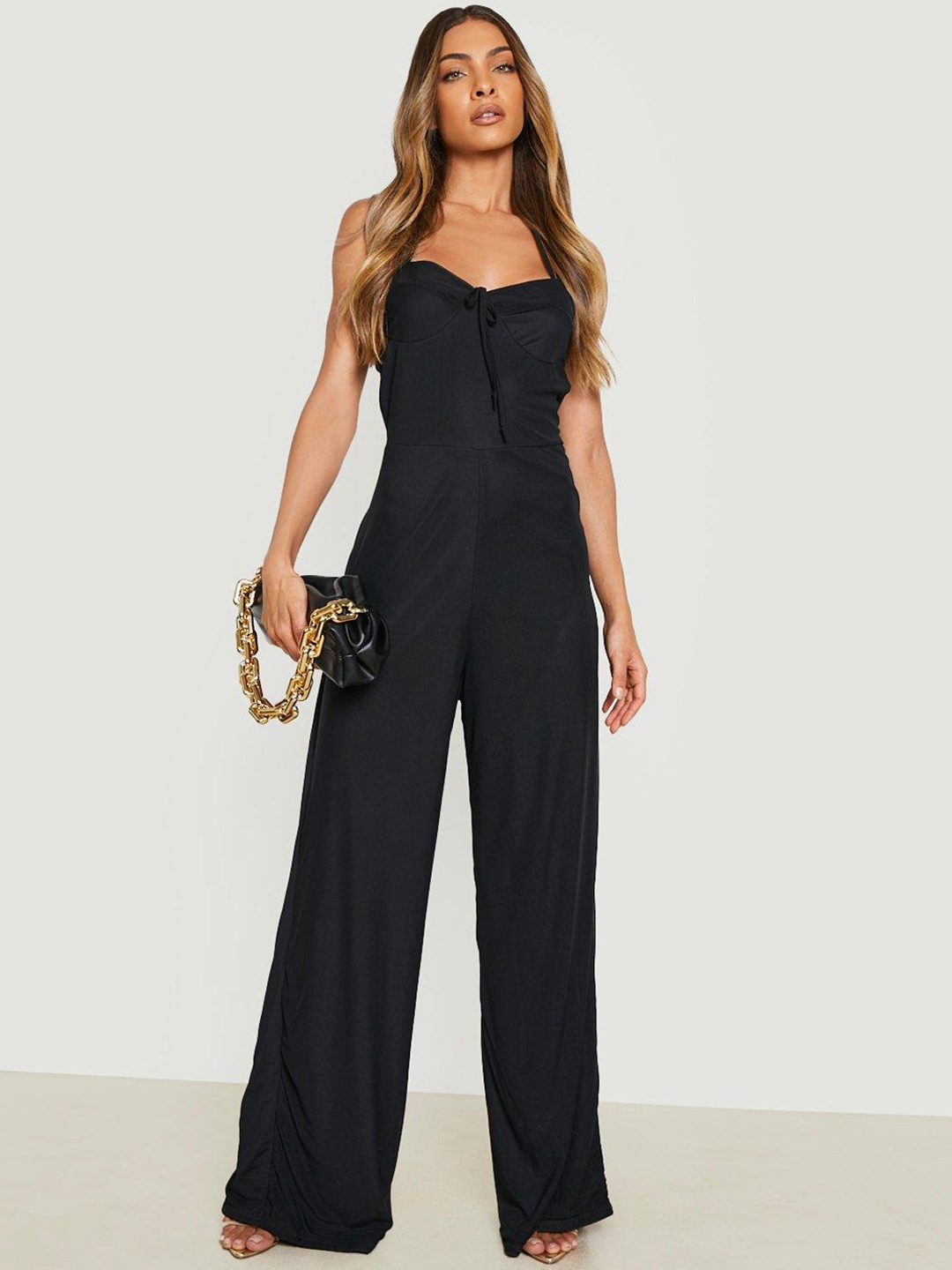 

Boohoo Halter Neck Wide Leg Jumpsuit, Black