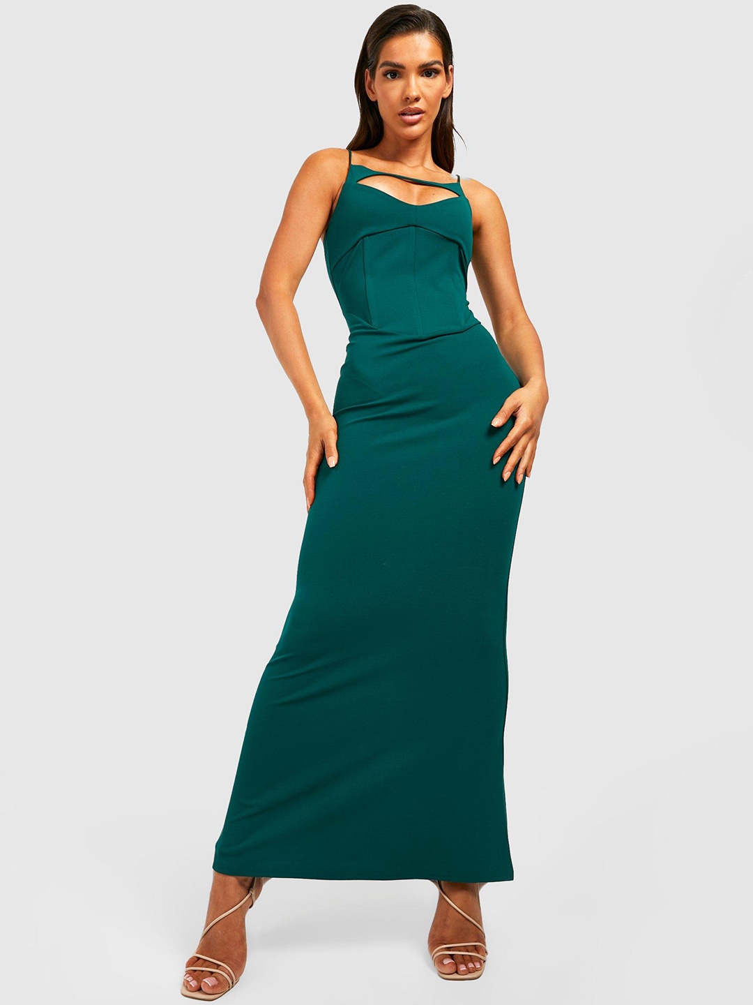 

Boohoo Cut-out Detail Maxi Dress, Green