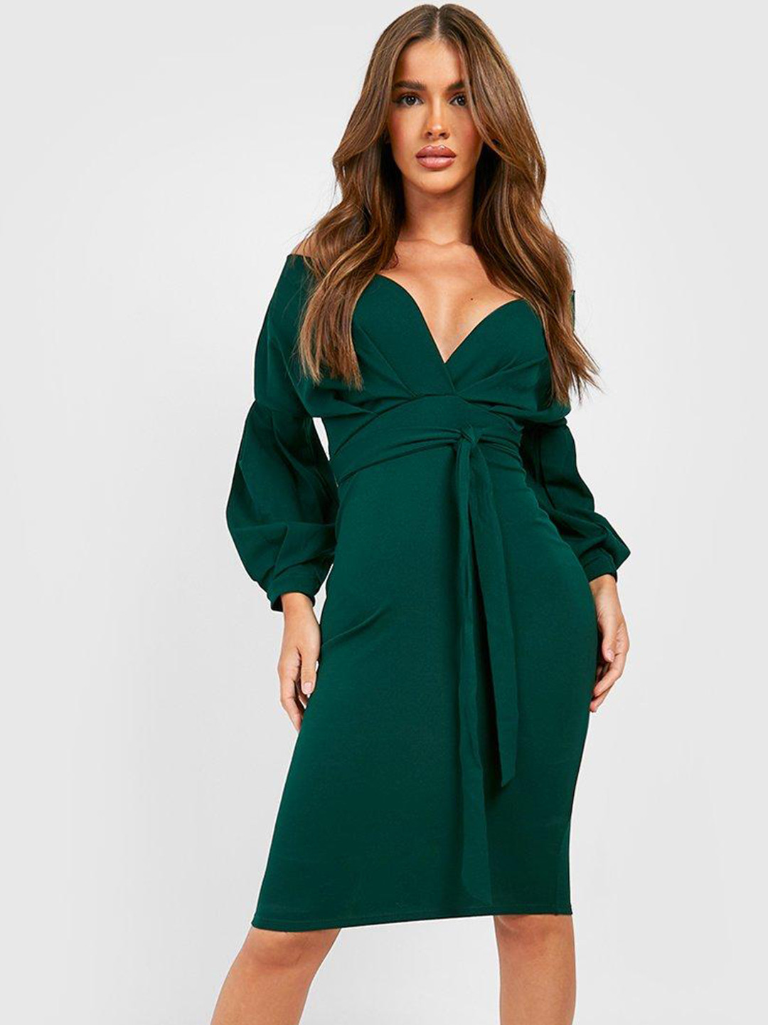 

Boohoo Off-Shoulder Dress, Green